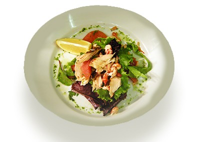 Smoked Salmon with crayfish, pink grapefruit, mixed salad and herb oil dressing